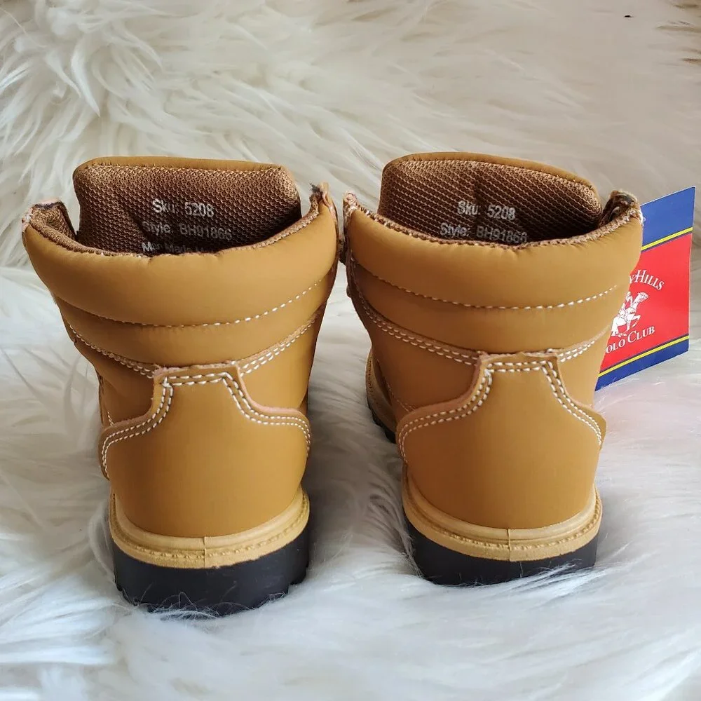 Beverly Hills Polo Club Unisex Tan Lace Up Work Fashion Soft Ankle Boots SZ 6